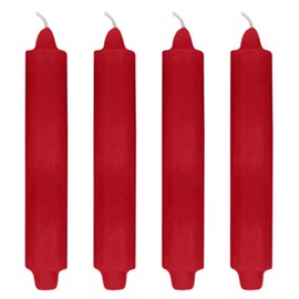 4 Pack Unscented Club Candles 9'' x 1½'' with 7/8'' Base Fits Standard Candle Holder Including The Booklet ''Candle Factoids Trivia & Safety Guidelines'' Made in The USA (Red)