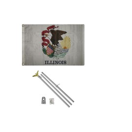 AES 2x3 2'x3' State of Illinois Flag Aluminum Pole Kit