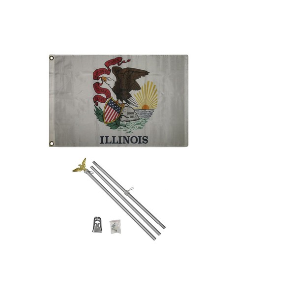 AES 2x3 2'x3' State of Illinois Flag Aluminum Pole Kit