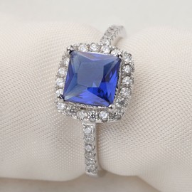 EVER FAITH Women's Ring 925 Sterling Silver Vintage Style Princess Cut 25ct Cubic Zirconia Daily Ring, Sterling Silver Cubic Zirconia, Cubic Zirconia