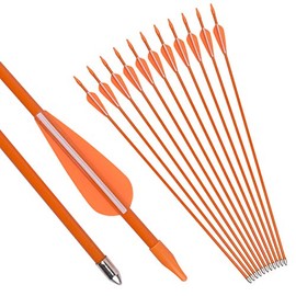 NIKA ARCHERY Fiberglass Arrows Youth Kids Practise Recurve Bows Compound Bow Shooting 12 pcs 24 inch Shafts