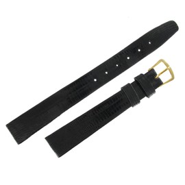 Hadley Roma LS975 13mm Ladies Black Genuine Teju Lizard Watch Band