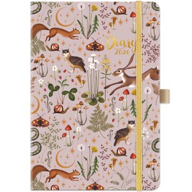 2026 Diary - 2026 Diary A5 Week to view from January to December 2026, DIARY with Pen loop, 2 Book Marks, Elastic strap and Back Pocket - PINK