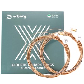 Zachary Acoustic Guitar Strings, 6 String Set, 2 Pack, Folk Guitar Strings, Long Life, Rust Proof Coating, Smooth Touch, Bright and Clear Tone, Great for Beginners (Extra Light: 10-47)
