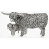 Small Silver Highland Cow and Wee Calf Ornament