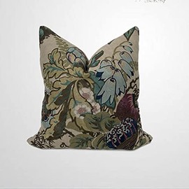 ArogGeld Fairbanks Savoy Plum Cushion Cover Chinoiserie Pillow Cover Double Side Farmhouse Accent Pillow Home Decorative Toss Pillow for Living Room Sofa Housewarming Birthday Gift Linen 18Inch