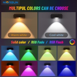 NIORSUN Solar Fence Lights Outdoor Waterproof,Warm & Cool White RGB,12 Pack LED Spot Lens Deck Lights 9 Mode,Solar Powered Wall Lighting Decor for Outside Patio Step Backyard Railing Pool Black