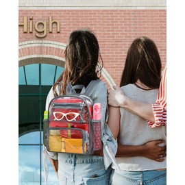 MAY TREE Small Clear Backpack Stadium Approved for Women and Men Clear Bag for Stadium Events Concert Sporting Festival, Grey