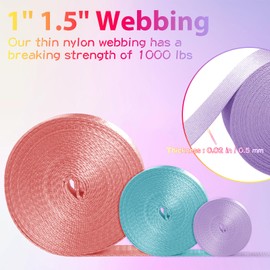 YOGHAVRS Nylon Webbing 1 inch 1.5 inch Lightweight Nylon Strap Flat Climbing Webbing for Indoor Outdoor Gear Crafting DIY Repairing Belt Camping Hiking Sports(Gray, 1.5 inch x 3.3 Yards)
