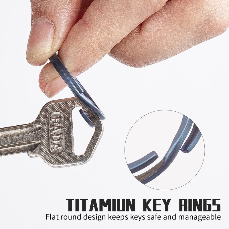 FEGVE Titanium Key Chain Rings Split Rings 4 Pack –