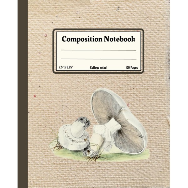 Composition Notebook: Hand Drawn Horse Mushroom, 7.5" x 9.25", 100