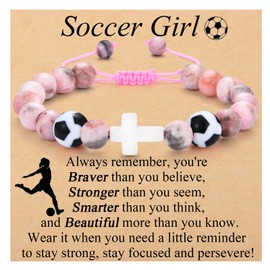 OAVOOK Soccer Gifts for Girls Soccer Bracelets Teen Girls Team Gifts for Daughter, Granddaughter, Coach, Friend Birthday/Christmas/Graduation Gifts