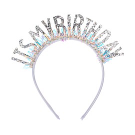 Gtziqa Birthday Crown for Adult Women, Sparkling 'IT'S MY BIRTHDAY' Headband with Silver Glitter Letters and Sequins, Durable Adjustable Tiara Hairband, Birthday Gift Party Decorations