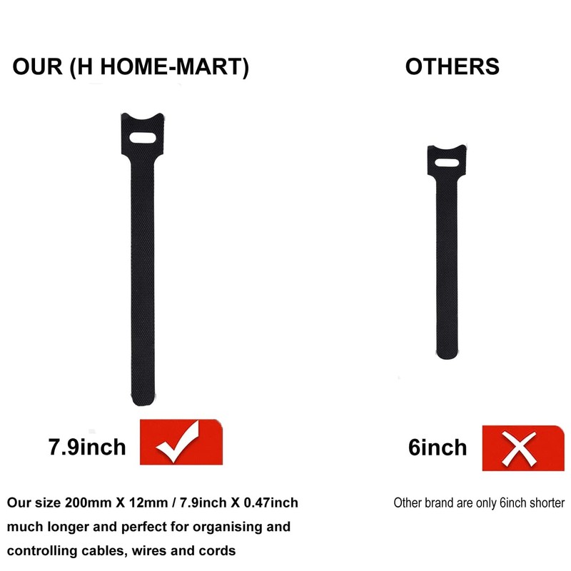 (100Pack- 8inch) Longer Reusable Cable Ties|Cable Tie|H HOME-MART Cable Straps