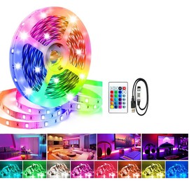CFTEL LED Strip Lights 16.4ft, Smart Light with IR Remote Control, RGB 5050 LED Lights Strips for Bedroom, Color Changing Lights for Room Home Decor Party Festival