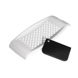 FACKELMANN Spaetzle Grater with Dough Scraper, White, Plastic Spätzle Slicer, Spaetzle Press with Dough Card, for Quick and Easy Making of Evenly Shaped Spätzle and Knöpfle