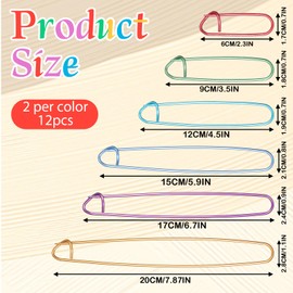 12PCS Knitting Stitch Holder, 6 Sizes Aluminum Yarn Stitch Holder, Colorful Stitch-Markers for Crocheting, Versatile Practical Knitting-Crochet Tools for Knitting, Sewing and Crocheting