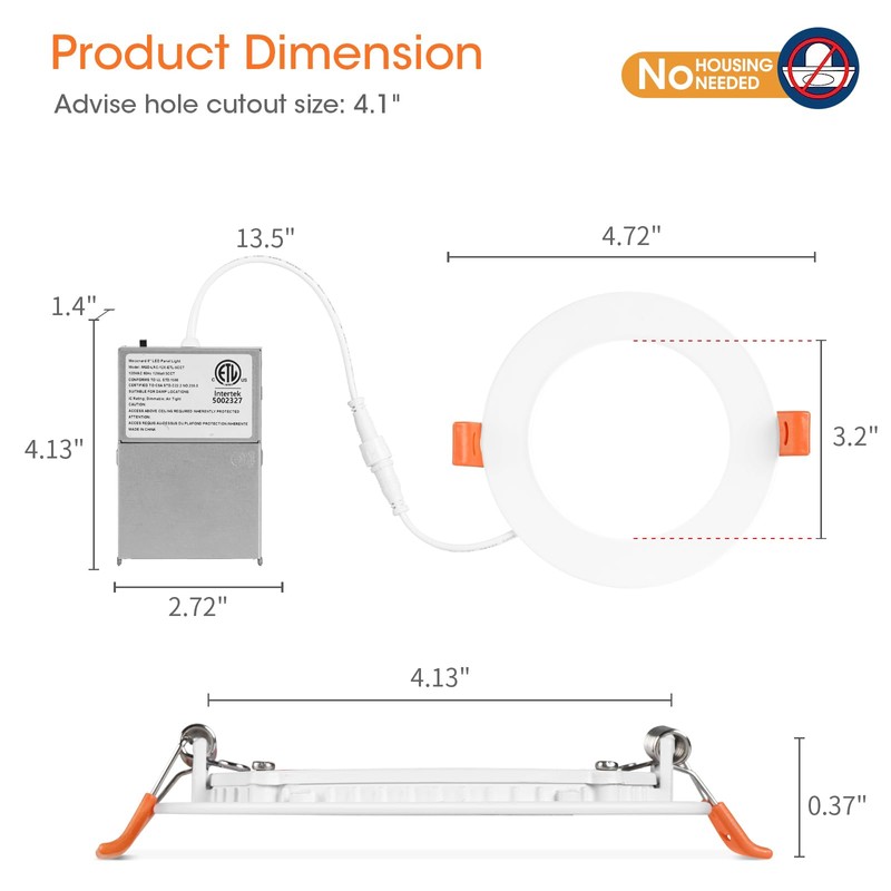 Meconard 24 Pack 4 Inch 5CCT Ultra-Thin LED Recessed Ceiling