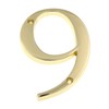 5" Polished Brass House Address Number #9, Flush Mount