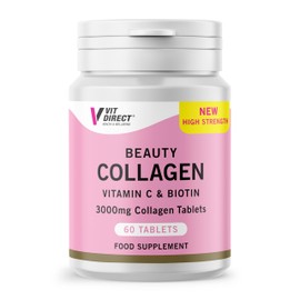 Vit Direct - Beauty Collagen Tablets (Plus Biotin) - 60 Tablets - Two Month Supply - Daily Supplement - for Healthy Hair, Skin & Nails - High Strength - Collagen Supplements for Women