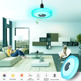 NCBNCB Waterproof Smart LED Shower Ceiling Light Fixture with Bluetooh Speaker,18W 11Inch,3000-6500K Dinmmable RGB Color Changing Music Lamp with App+2.4G Remote Control for Bathroom,Bedroom,Kid Room