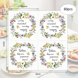 80 Sheets Serviettes Schön Dass du da Bist,Serviettes Wedding, schön Das du da Bist,Soft and Thick,Exquisite Patterns,for Communion,Wedding,Birthday,Garden Party (33 x 33 cm)