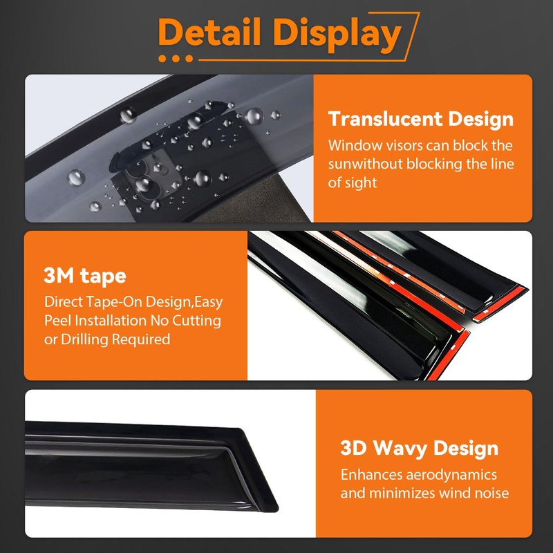 Rain Guards Compatible with 2020-2025 Nissan Sentra,Tape-On Side Window Visor