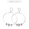 Doubnine Silver Hoop Circle Earrings Antique Ball Dangle Boho Accessories