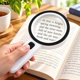 30X Handheld Magnifying Glass for Reading – 12 LED Illuminated Magnifier with 80mm Lens for Jewelry, Coins & Watch Repair