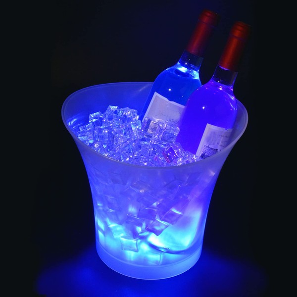 Tiandirenhe 5 Litre Ice Bucket, Champagne Ice Bucket with Colorful LED Light, Color Can Be Set, Colour Grade, Flash Color