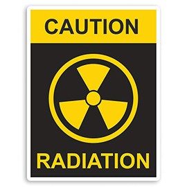 2 x 10cm Caution Radiation Sign Vinyl Stickers - Warning Office Sticker #31647 (10cm Tall)