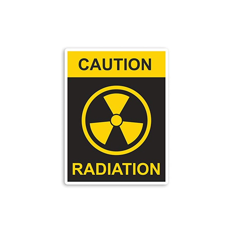 2 x 10cm Caution Radiation Sign Vinyl Stickers - Warning