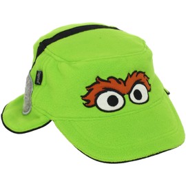 UPF 50+ Coppertone/Sesame Street UV Headwear Little Boys' Oscar Fleece Engineer Hat With Ear Flaps, Oscar Green, Large