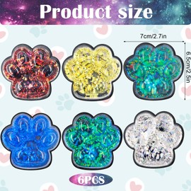 Pack of 6 Cat Paws Squishy, Kawaii Soft Cat Paw Squeeze Toy, Sparkling Cat Paw, Cute Cat Paws, Stress Relief Fidget Toys, Squishy Cat Paw for Children, Teenagers, Adults