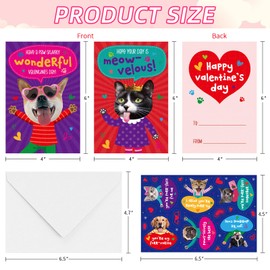 SICOHOME Valentines Cards for Kids Classroom - Stickers Envelopes 24 set Toddler Valentines Day Cards for kids School Valentines Exchange Cards Valentines Day School Favors Class Party Supplies Cat