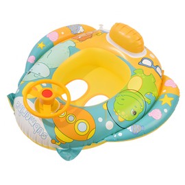 JYJLLM premium baby pool float canopy - inflatable baby seat & swim ring for toddlers 6-18 months, safe & comfy pool floats for kids, perfect for baby swimming & summer fun (yellow)