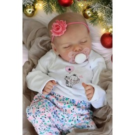 JIZHI Lifelike Reborn Baby Dolls Girl, 17 Inch Real Baby Doll Soft Body Realistic Newborn Vinyl Silicone Baby Doll Full Body Poseable Real Life Baby Dolls with Feeding Kit Gift Box for Kids Age 3+