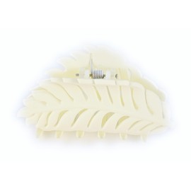 Cream Off-White leaf hair clip claw butterfly clamp 3 5/8 inches long open cut out leaves vine matte