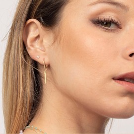 FSLEAD Gold Bar Earrings for Women Mini Bar Dangle Earrings Geometric Women Leverback Earring Hypoallergenic Jewelry Gold Drop Earring