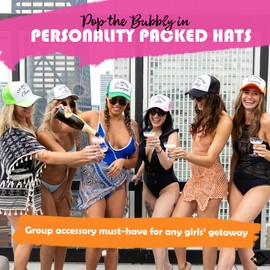 Funky Junque Neon Party Trucker Hats - Funny Foam Mesh Snapback Caps for Bachelorette Parties, Girls Weekend Trips, Birthdays, Festivals & Bride Crew Gifts - 6 Pack - Bach Party #1