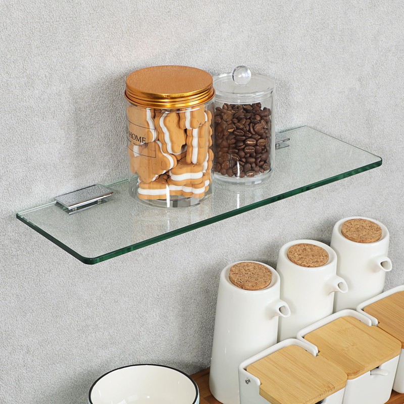 SAYAYO Floating Glass Shelves for Bathroom, Tempered Glass Shelf for
