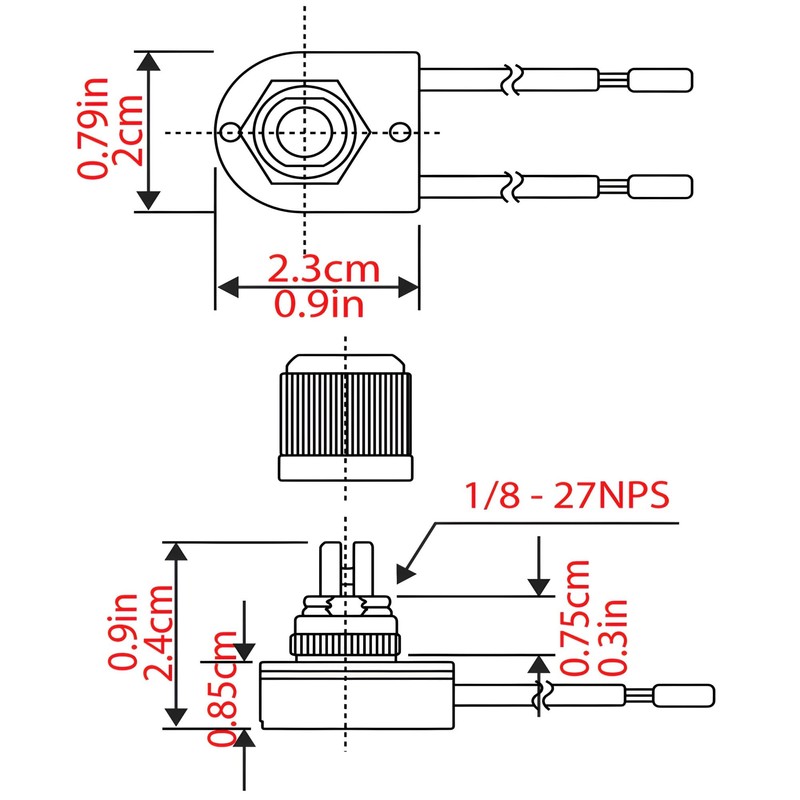 Rotary Lamp Switch ON-Off Repair Kit Replacement Compatible with Zing
