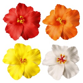 4Pcs Hawaiian Flower Hair Clips for Women, Plumeria Hibiscus Hair Clips, Artificial Flower Clips Tropical Hair Accessories for Vacation Beach Party, 3.93 Inch Flowers Hair Barrettes for Girls Wedding