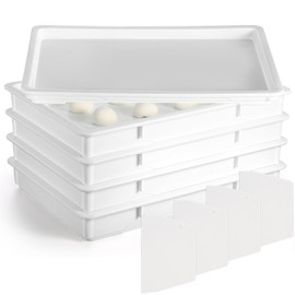 Tioncy 4 Pcs Pizza Dough Proofing Box Pizza Dough Container Stackable Trays with Lids Pizza Storage Container Collapsible for Storage Safekeeping, 25.98'' x 17.91'' x 3.23'', 4 Trays and 1 Covers