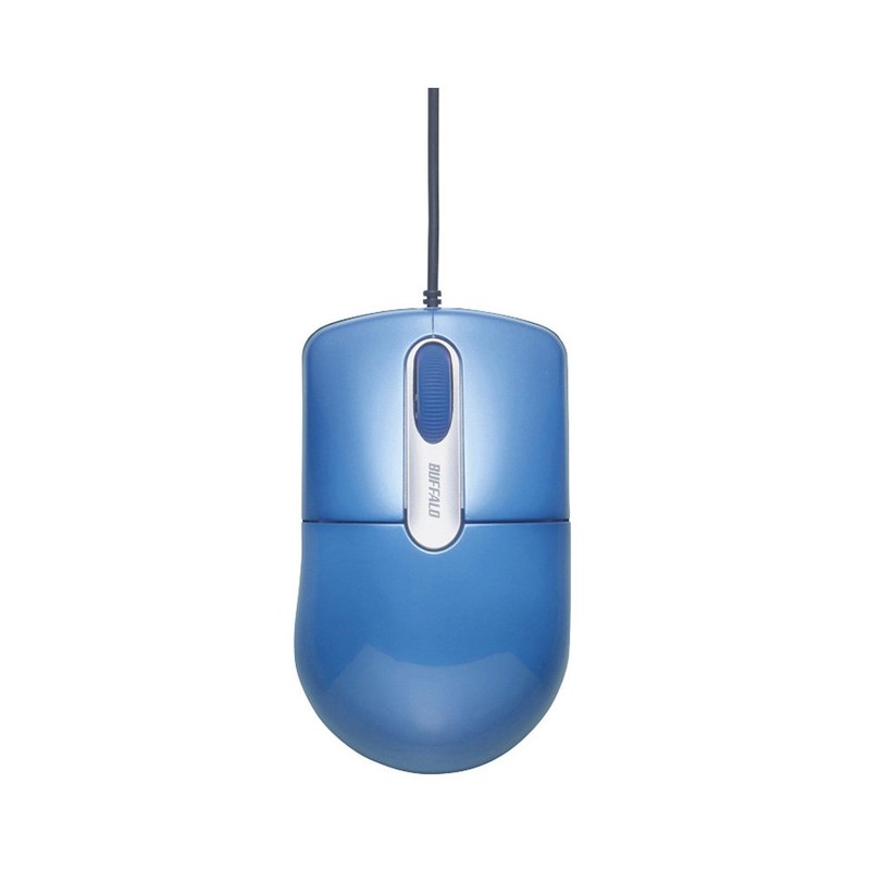 BUFFALO BSMOU27SMBL Wired Optical Mouse, Silent, 3 Buttons, Size M,