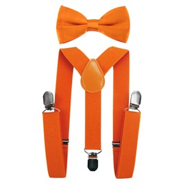 axy Children’s Y-Shape Suspenders with Bow Tie, 3 Extra-Strong Clips, Plain Colours, High-Quality 