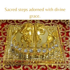 House Of Wemy Laxmi Pocket Temple for Pooja Room I Gold Plated Decorative Photo Frame & Charan Paduka for Hindu Gifting - 11.7 cm (White)