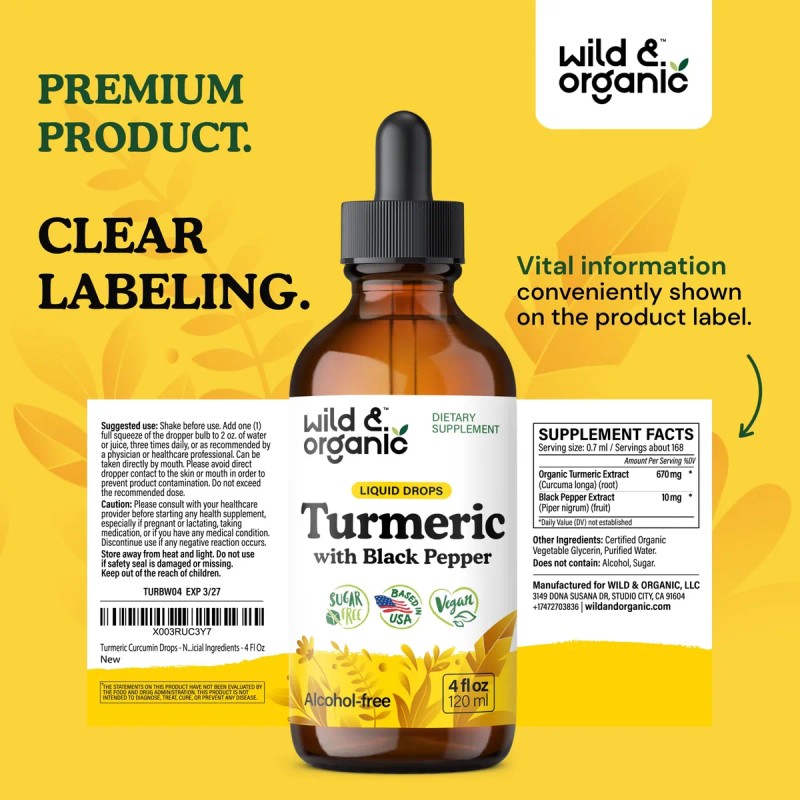 Wild & Organic Tintura De Cúrcuma 4 Oz Vegana