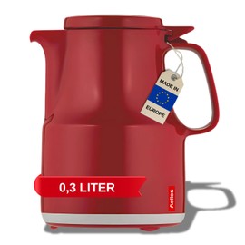 Helios Thermoskanne Thermoboy Dunkelrot 0,3L – 6h Heiß - Hält Getränke heiß & kalt – Praktische Einhandbedienung – 100% spülmaschinenfest, Rot