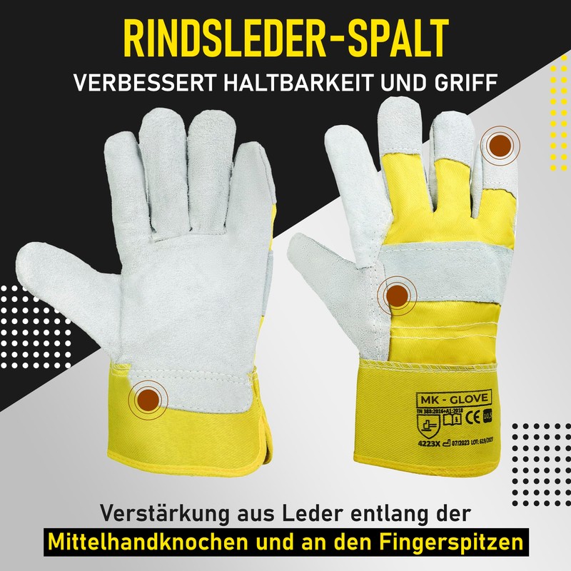 MK-Glove Robust Work Gloves Leather Men - Gardening Gloves with